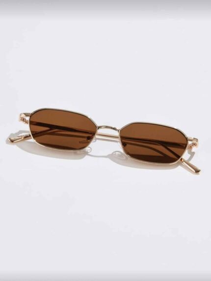 1pair Metal Frame Tinted Lens Sunglasses